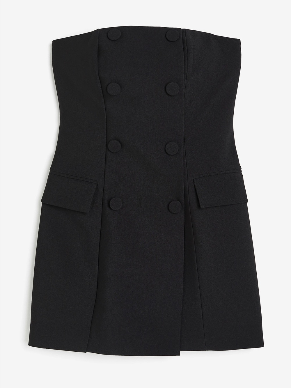 H&M Strapless Double-Breasted Mini Dress in Black